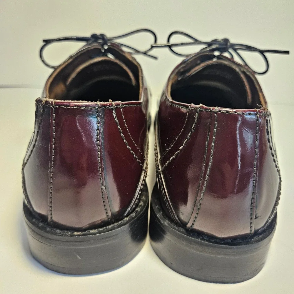 Stacy Adams Paramount Mens Burgundy Patent Leather Bicycle Toe Oxford Shoes 8M